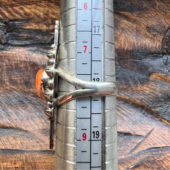 925 Sterling Silver & Spiny Oyster Heart Ring Size 8 •Southwestern• - Picture 7 of 10